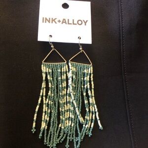 INK+ALLOY Teal and Cream Beaded Earrings